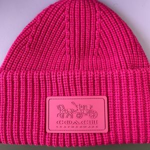 Coach pink beanie